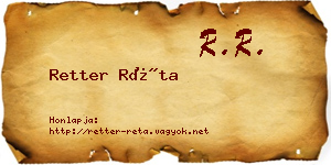 Retter Réta névjegykártya